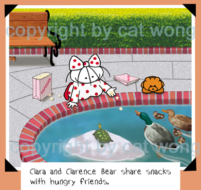 Clara and Clarence Bear feeding friends